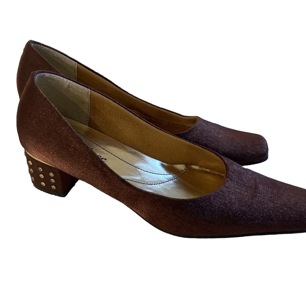Y2k VTG Wild Rose Shoes Size 8 Copper Brown Color Heel Grannycore‎